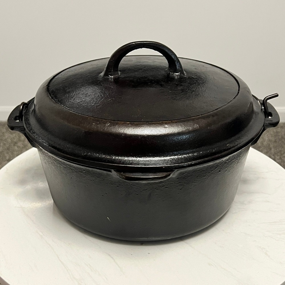 Wagner Ware #8 Cast Iron Dutch Oven 5 Qt Bail‎ Handle Trivet Lid Lifter Unmarked